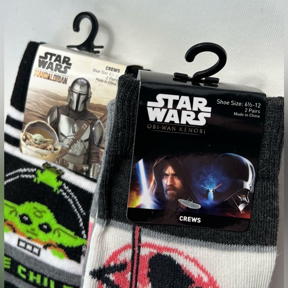 2 Packs Star Wars Mandalorian & Obi-Wan Kenobi Crew Socks Men’s Size:6.5 - 12 - Picture 7 of 8